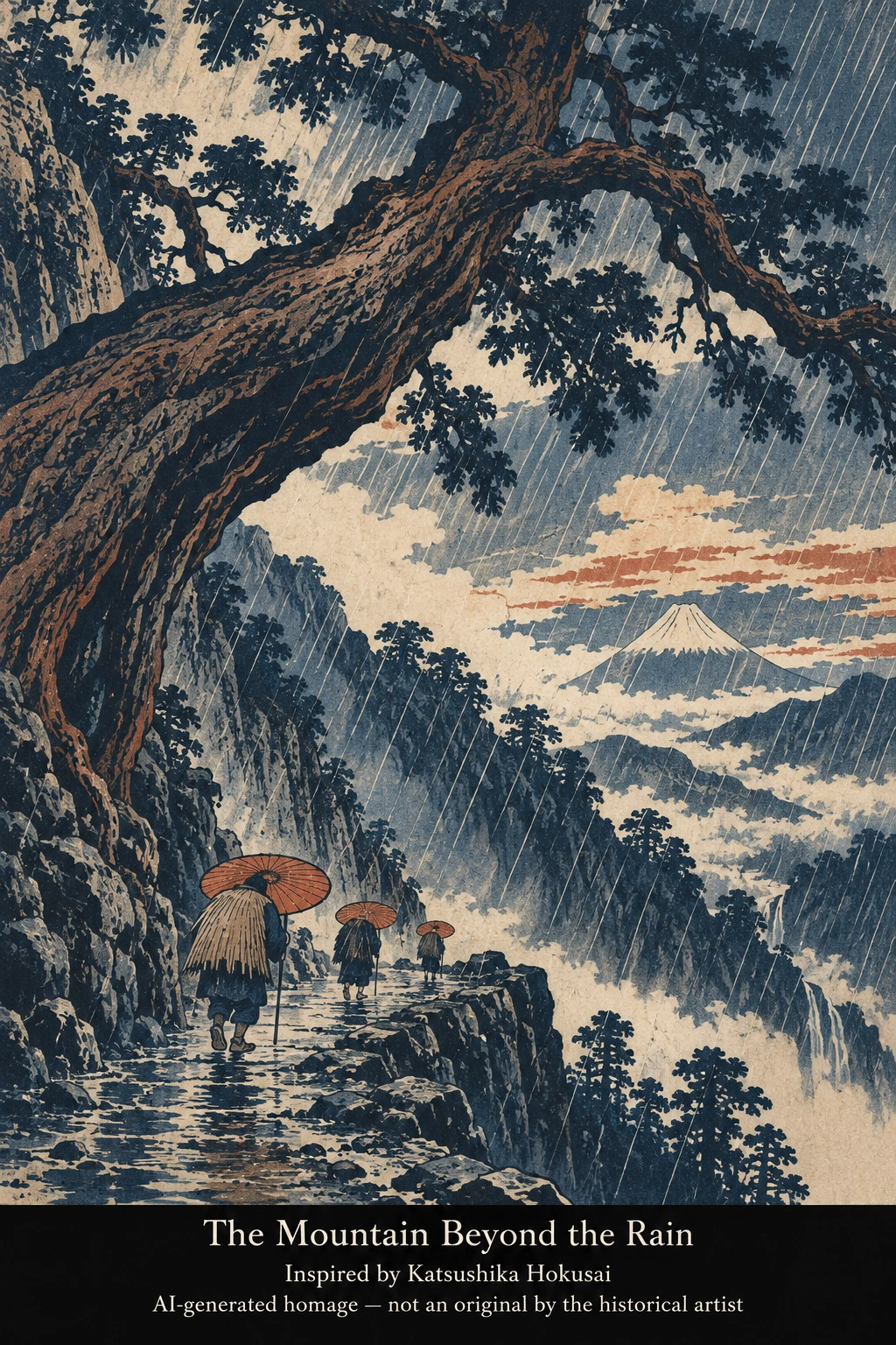 AI-generated Hokusai-inspired study
